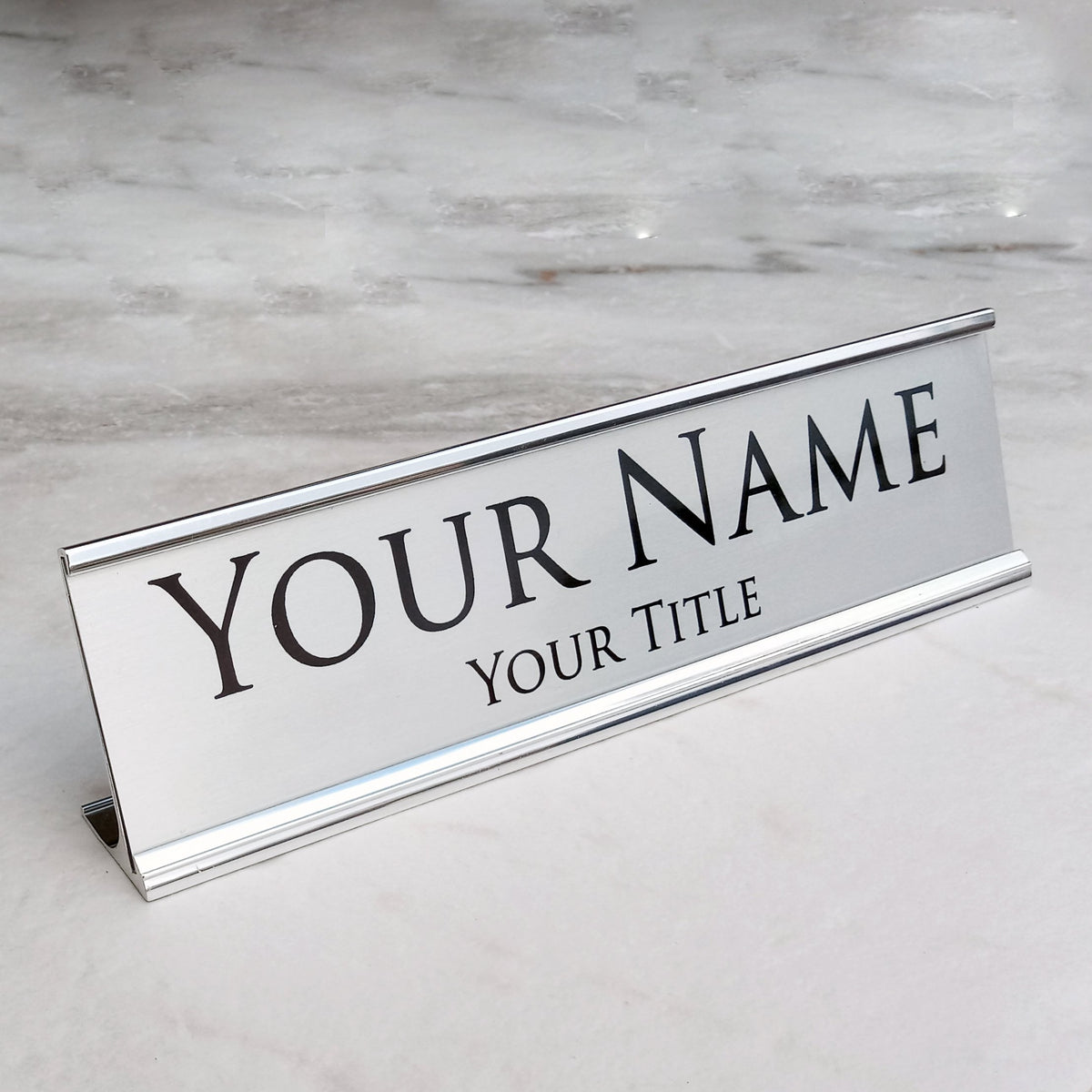Personalized Metal Desk Sign - Silver