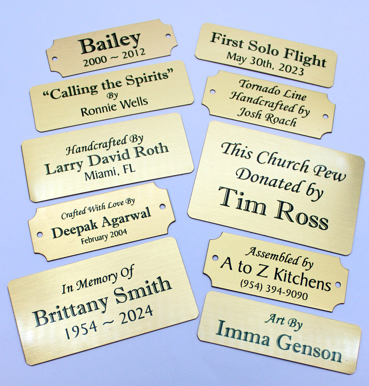 Brass Art &amp; Woodworking Name Plates