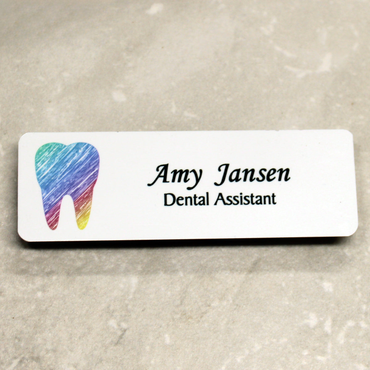 Pre-Designed Watercolor Tooth Name Tag