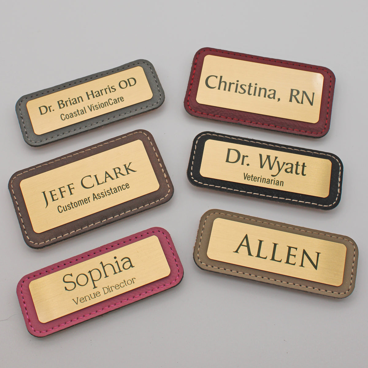 Leather &amp; Brass Name Tags
