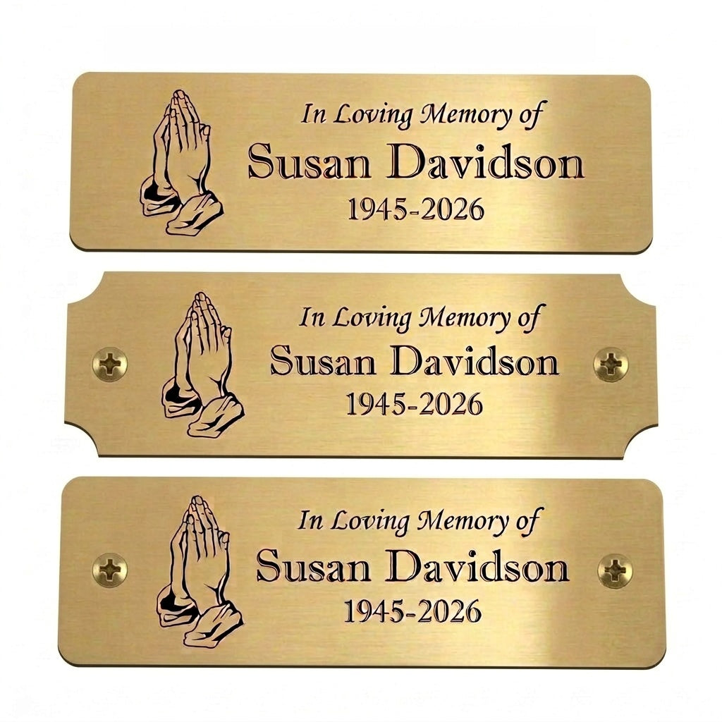 Set of 10 Identical Memorial Plates with Praying Hands