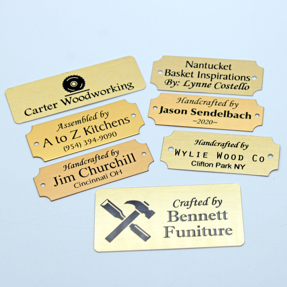 Brass or Aluminum Art & Woodworking Name Plates