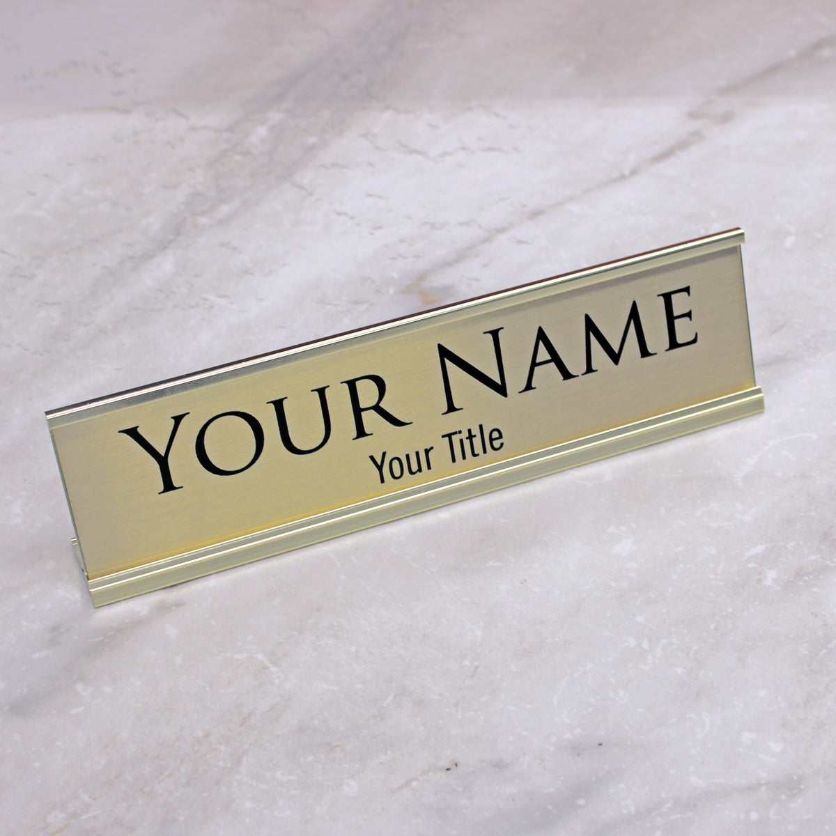 Personalized Metal Desk Sign - Yellow Gold Frame