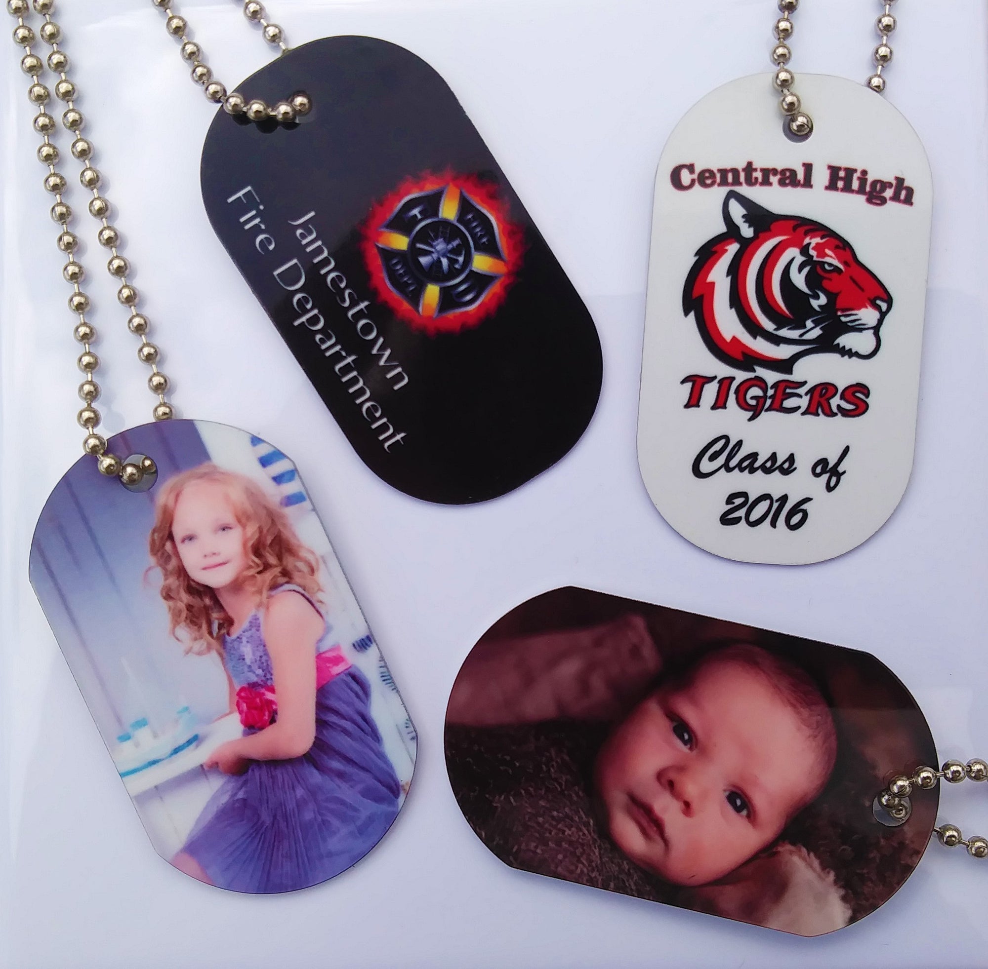 100 Custom Military Size Metal Dog Tags - 100 Tags with Chains - SophiaImpressions