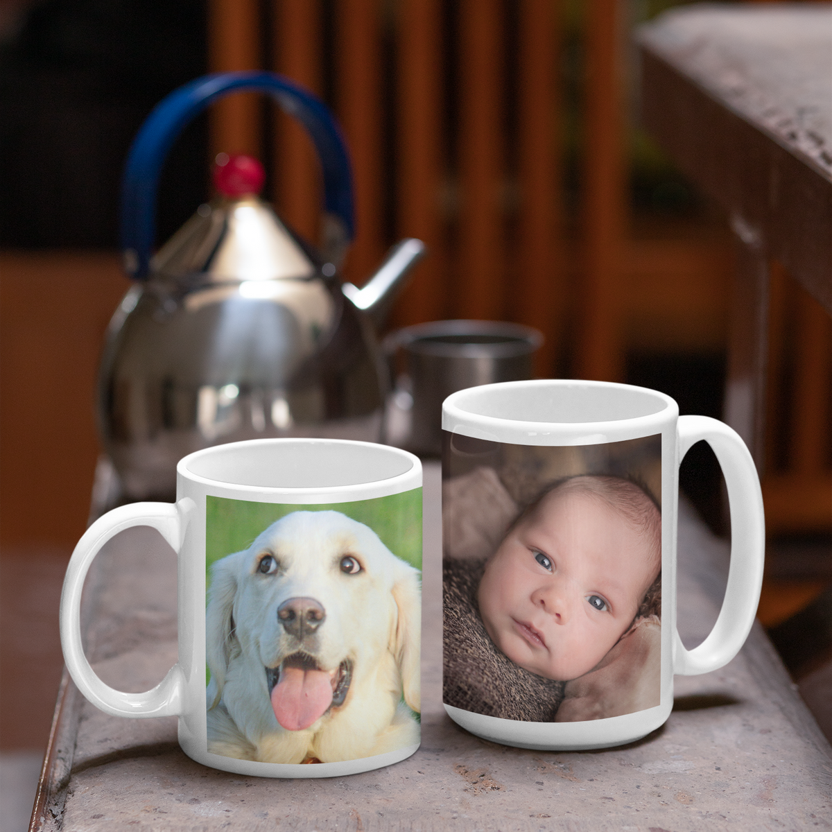 Personalized Custom Printed Photo or Text Ceramic Mugs - Gift Boxed