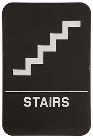 ADA Signs STAIRS. Black with Braille