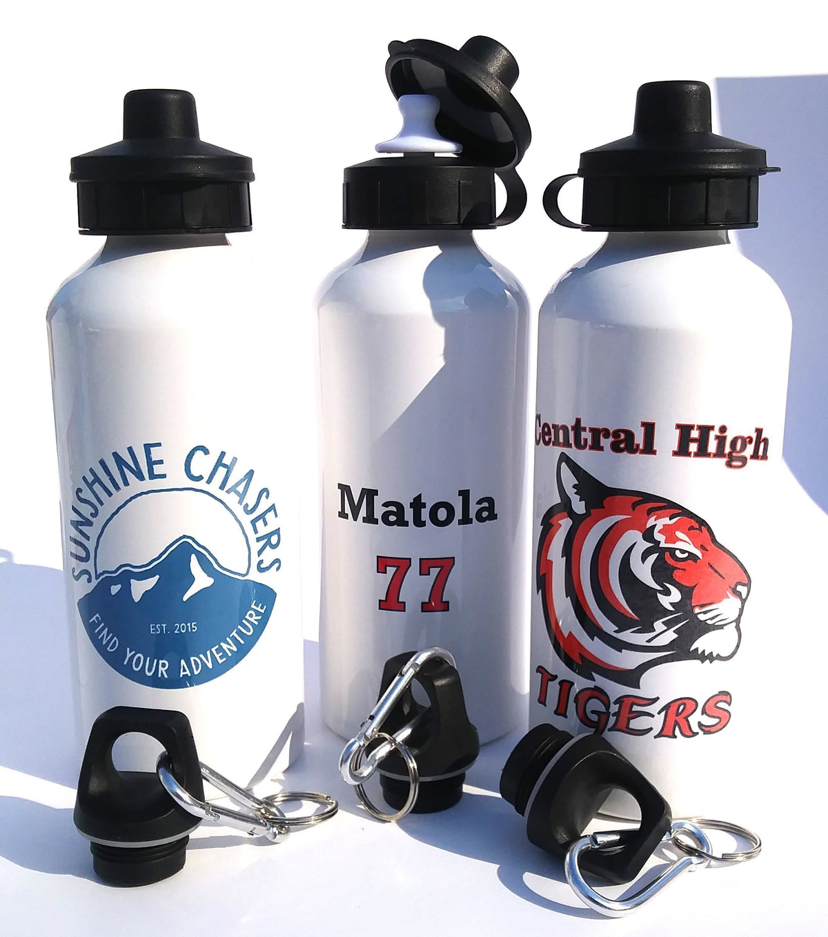 Case of 12 Printed  Aluminum Water Bottles with your Logo or Photo. Standard 20 oz. Size - SophiaImpressions