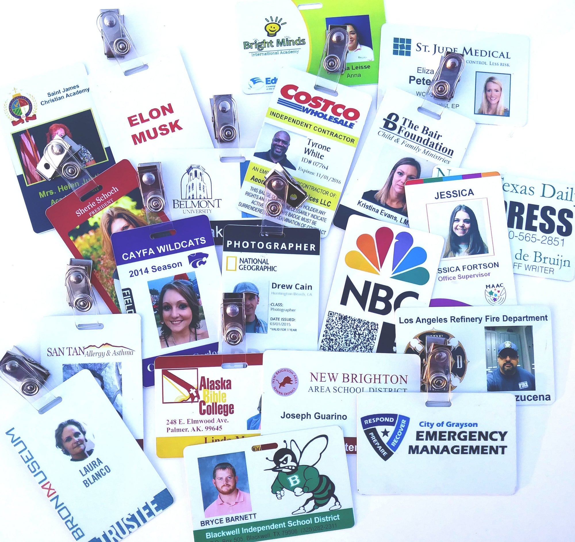 Custom Plastic Photo ID Badges for Your Business or Work  - FREE Strap Clips AND Lanyards! - SophiaImpressions