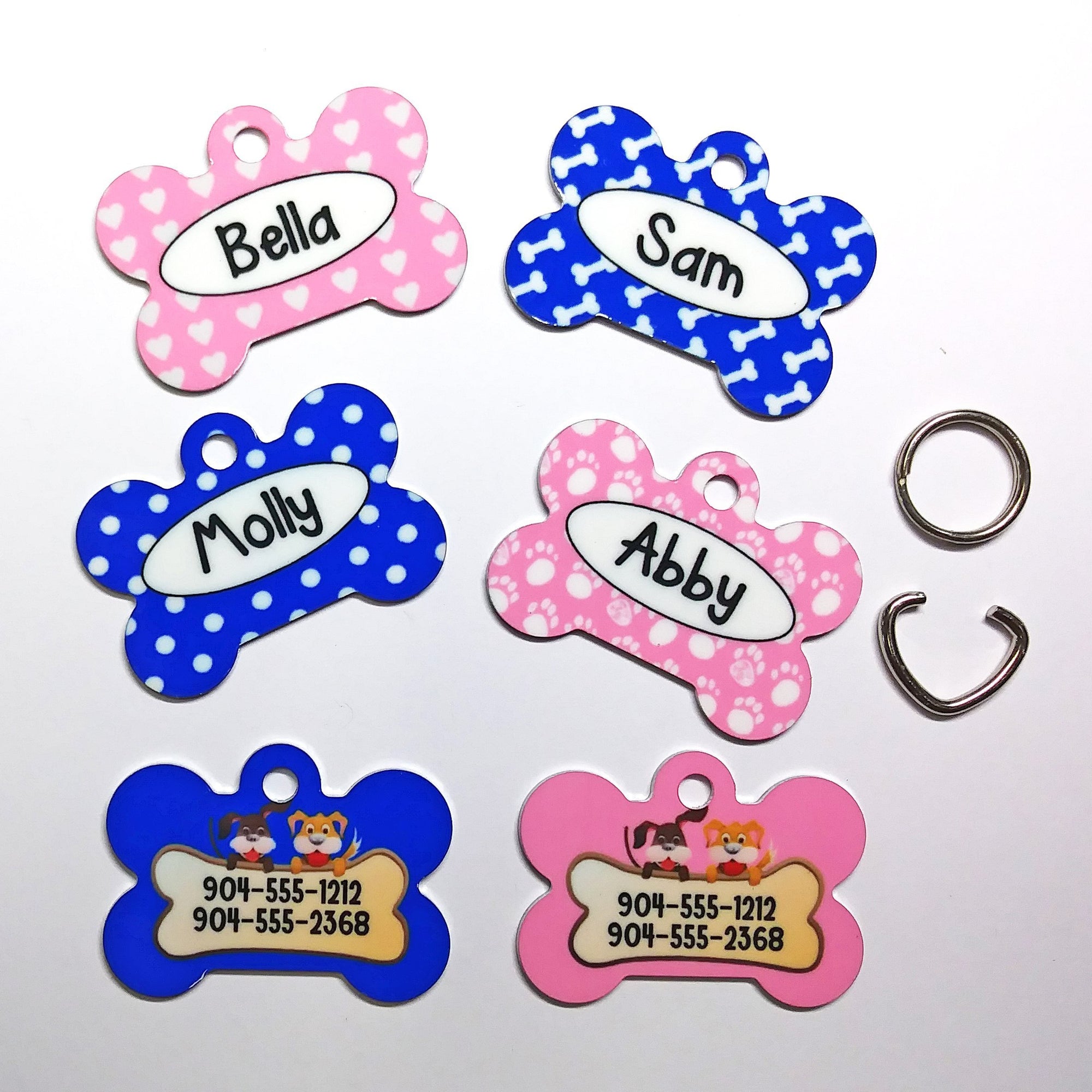 Personalized Metal Pets Tags with your Pets Name and your Phone Number - SophiaImpressions