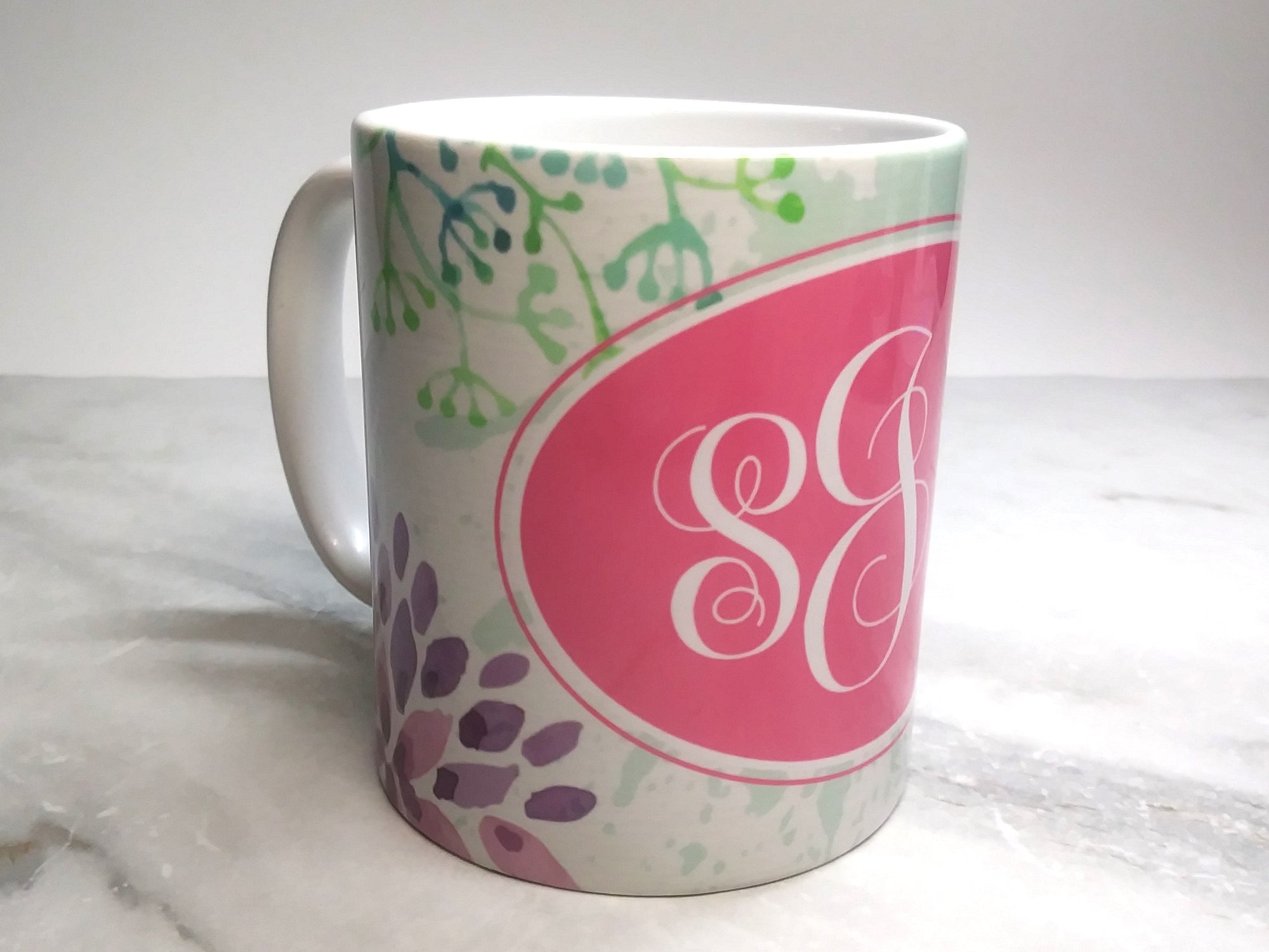 Personalized Monogram Mugs on Watercolor Background - SophiaImpressions