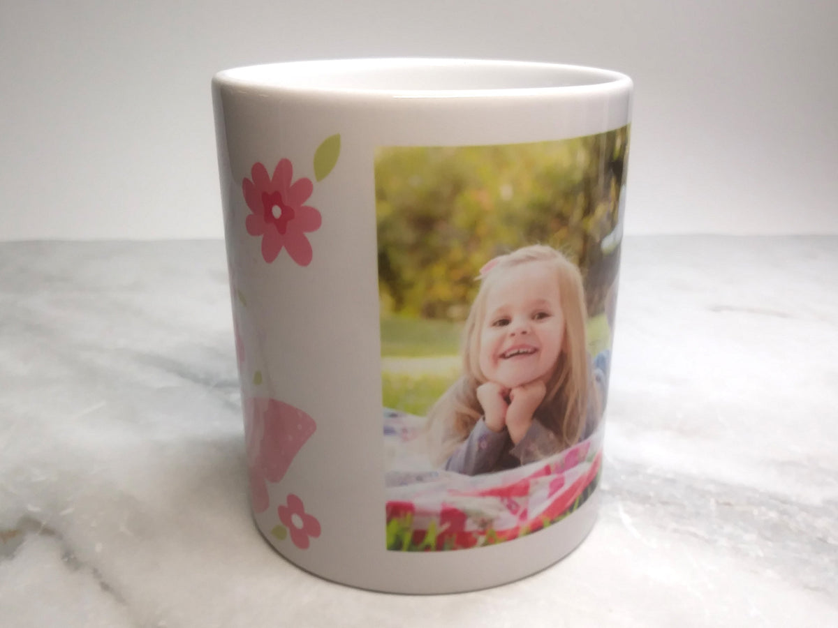 Personalized Mug with Photo on Watercolor Butterflies-Flowers - SophiaImpressions