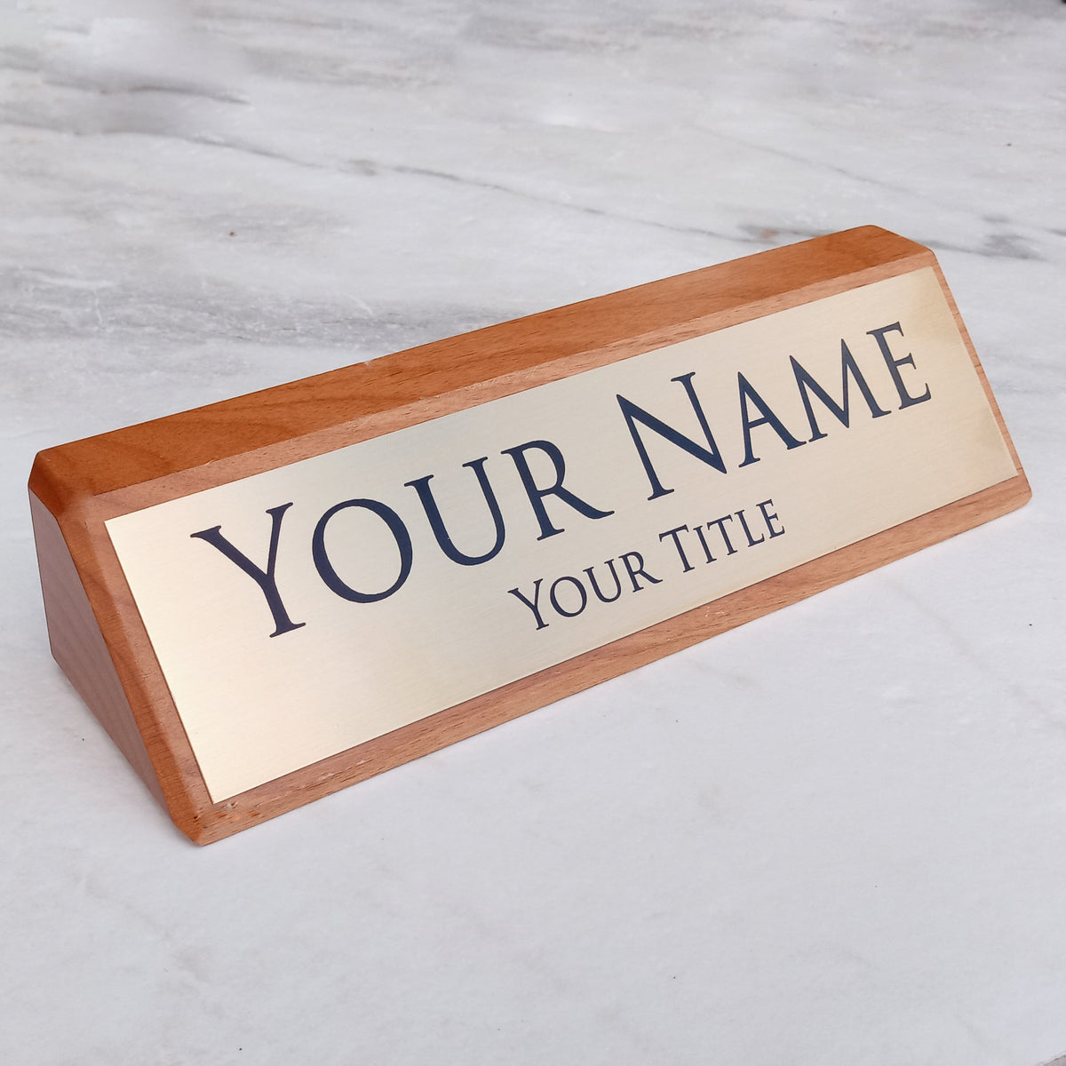 Personalized Wood Desk Sign - Adler with Gold